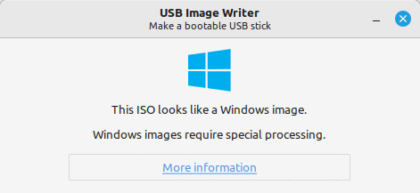További információk is elérhetőek a Windows ISO-lemezképek írása során.