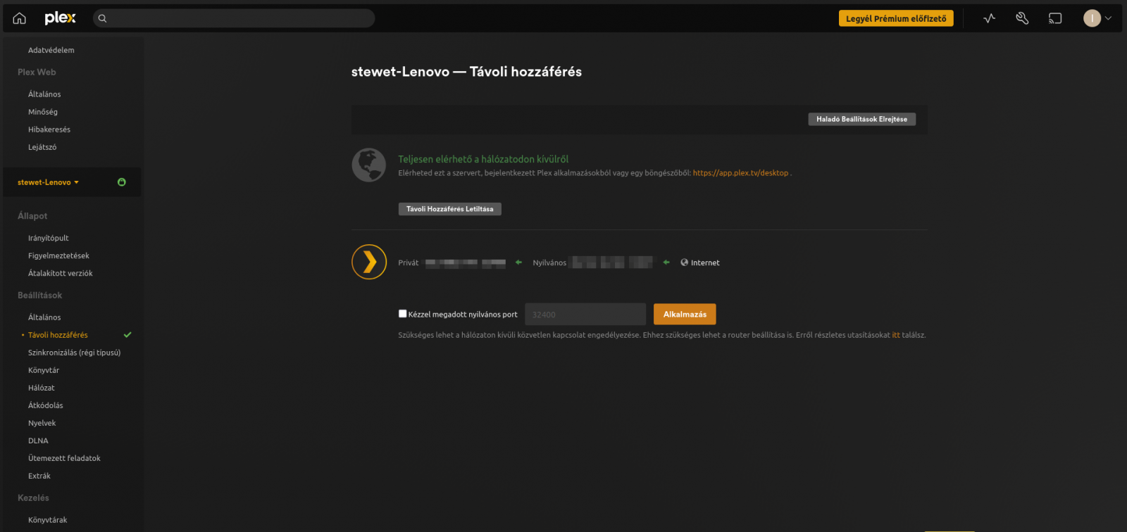 Plex - Laptopon a szerver