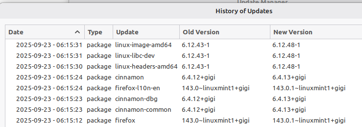 History of Updates