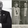 Herman Heine Goldstine 1999-ben, illetve 1952-ben a princetoni Institute for Advanced Study-ban a képen balra tőle Julian Bigelow, jobbra Julius Robert Oppenheimer, Neumann János Lajos társaságában.